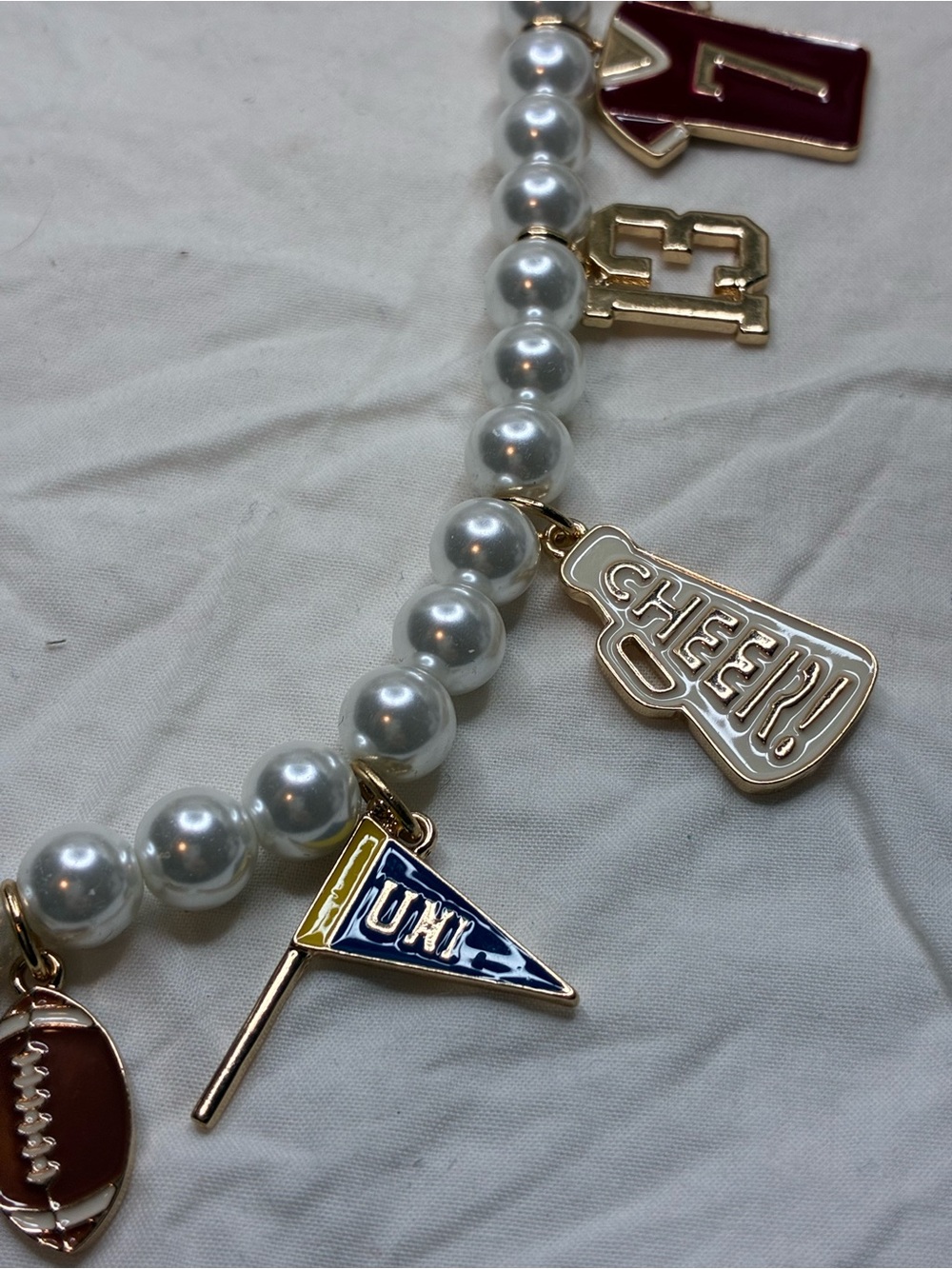 NWT Anthropologie Football Icon Pearl Bag Charm